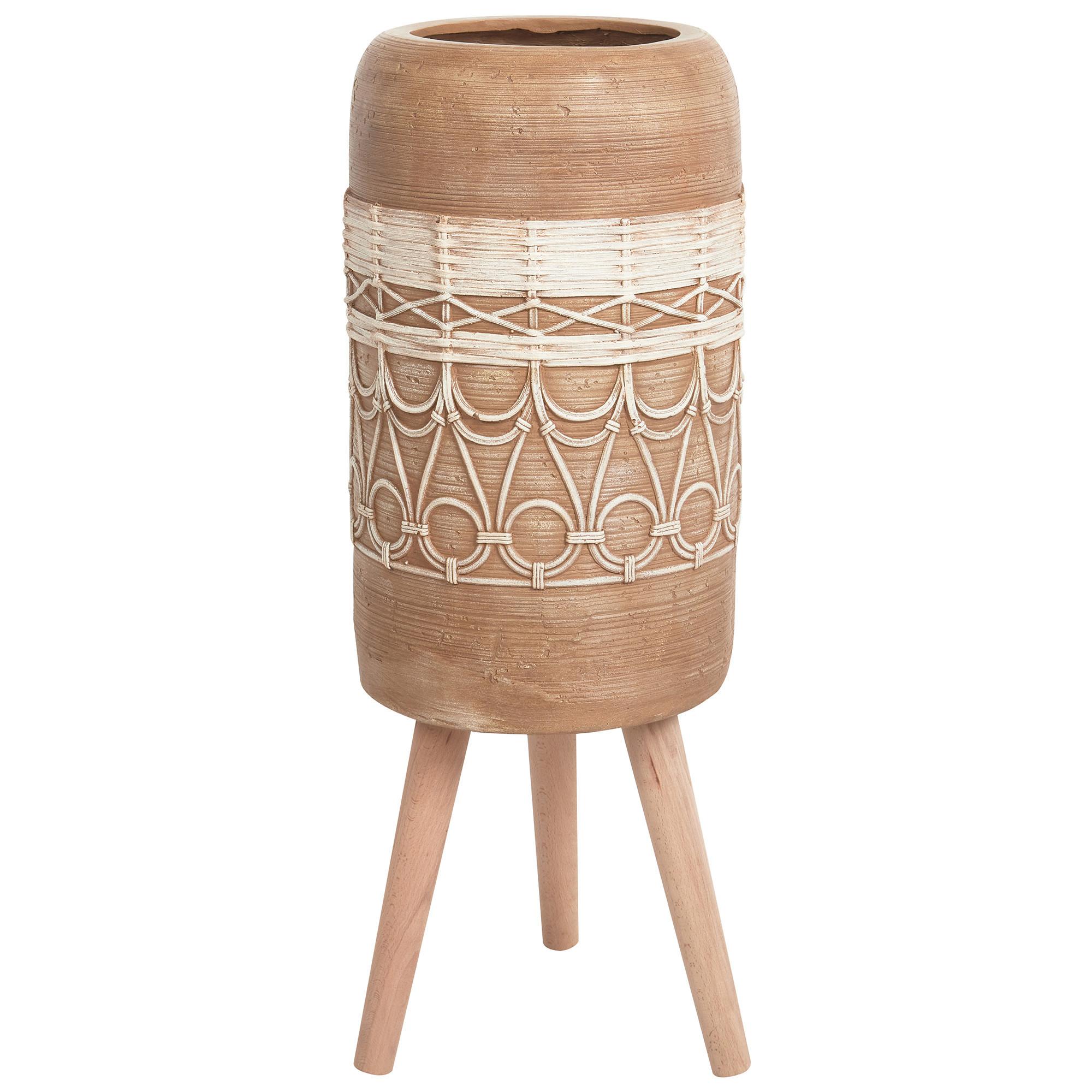 BLUMENTOPF Braun Dryopteris - Hellbraun/Beige, Stein (82cm) - Beliani
