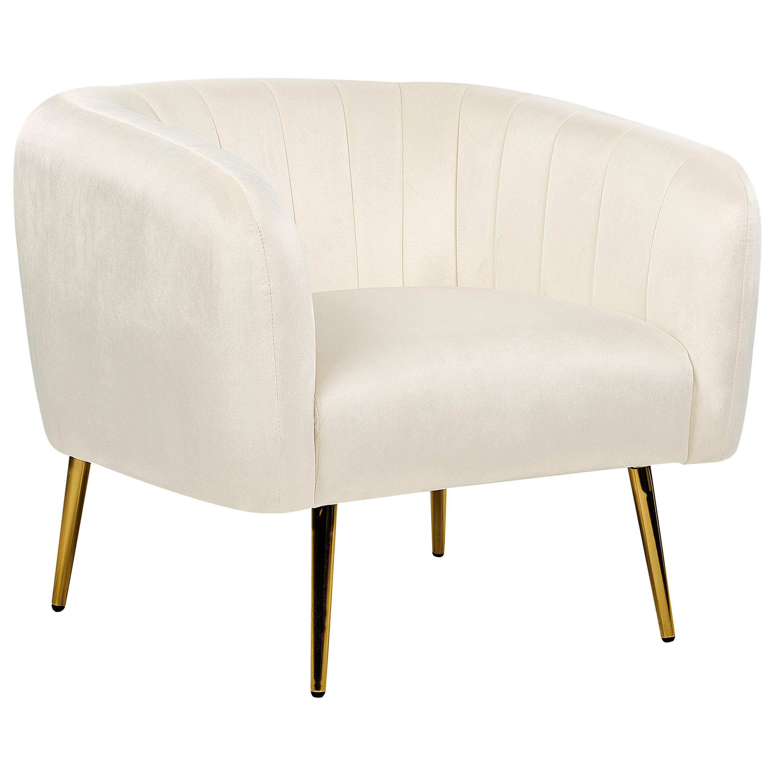 SESSEL Samtstoff Beige Laconia - Beige, Textil/Metall (85/72/62cm) - Beliani