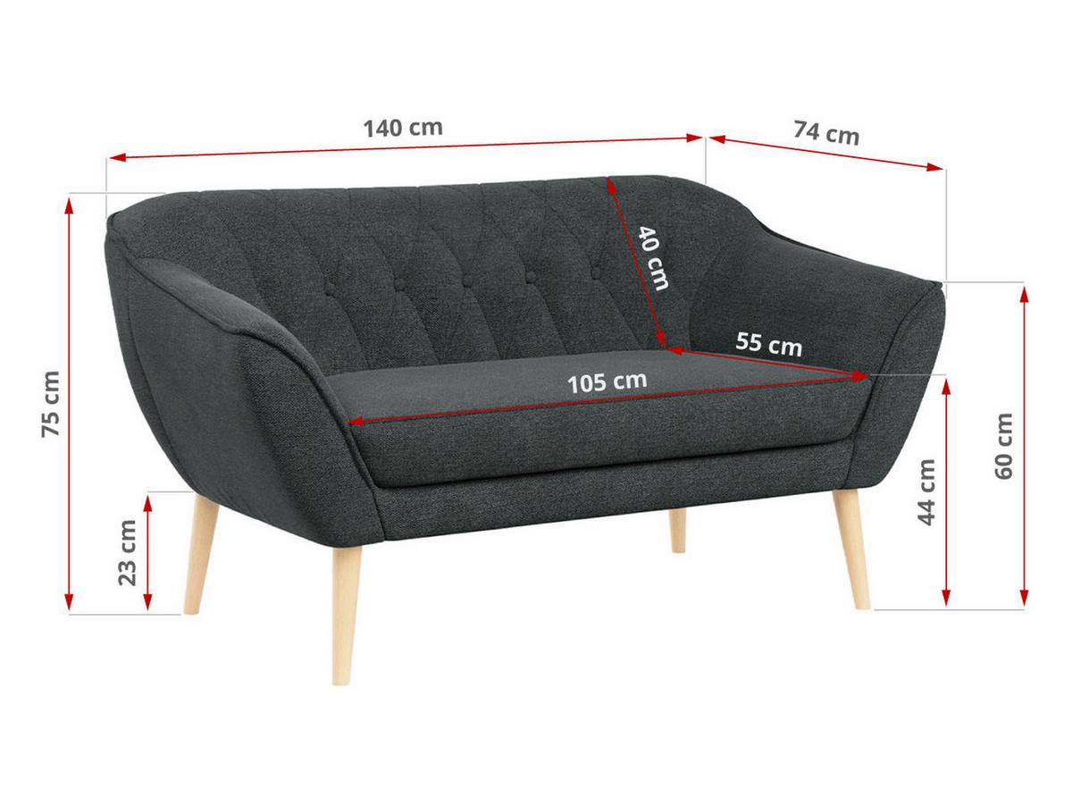 SOFA Pirs 2 Sitzer Strukture Dunkelgrau - Dunkelgrau/Braun, Holz/Textil (140/75/74cm) - MKS