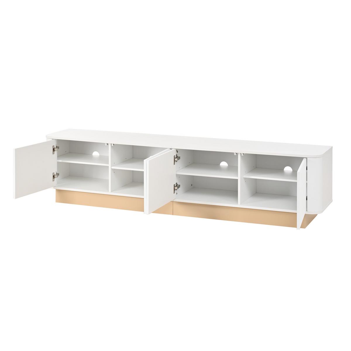 TV-LOWBOARD Luxus-Rillen-Design & abgerundete Ecken - Weiß, Holzwerkstoff (200/47.5/40cm) - Urban Meuble