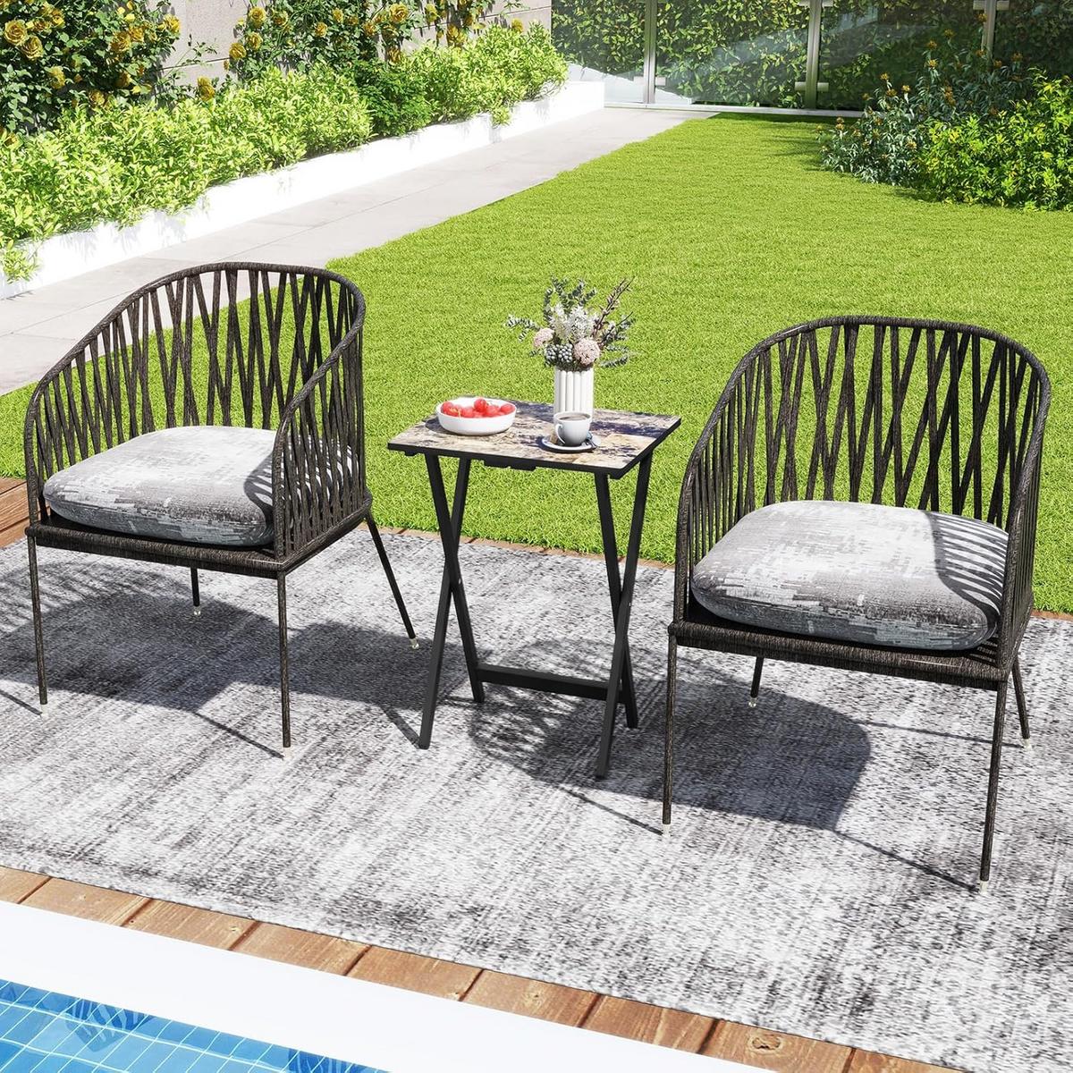 GARTENTISCH Schwarz(4-teilig) - Schwarz, Holzwerkstoff (40/48/67cm) - COSTWAY