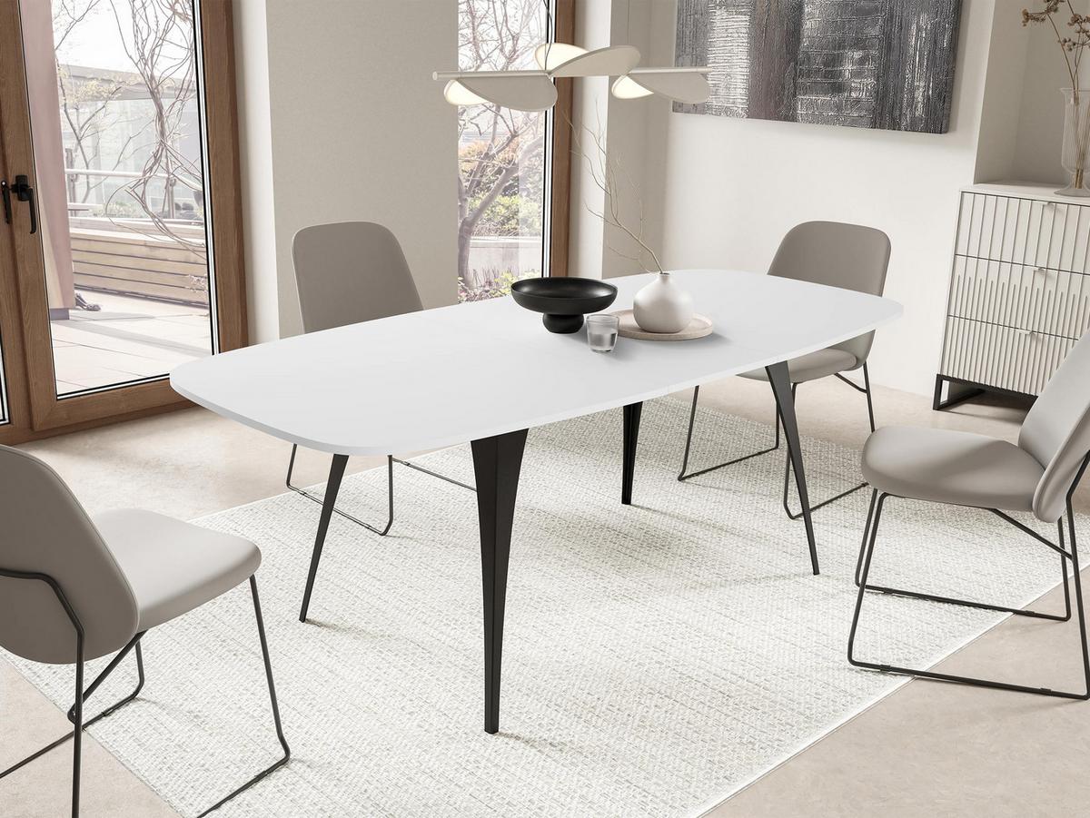 ESSTISCH Aura 160 - Schwarz/Weiß, Holzwerkstoff/Metall (90/160/76cm) - MIRJAN24