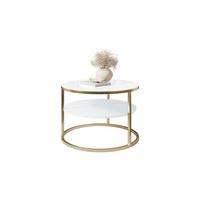 COUCHTISCH CIRI SLIM QUARZKOMPOSIT Ø60/40 cm gebürstetes Gold / Marmor - Goldfarben/Weiß, Holzwerkstoff/Stein (60/60/40cm) - Lookway
