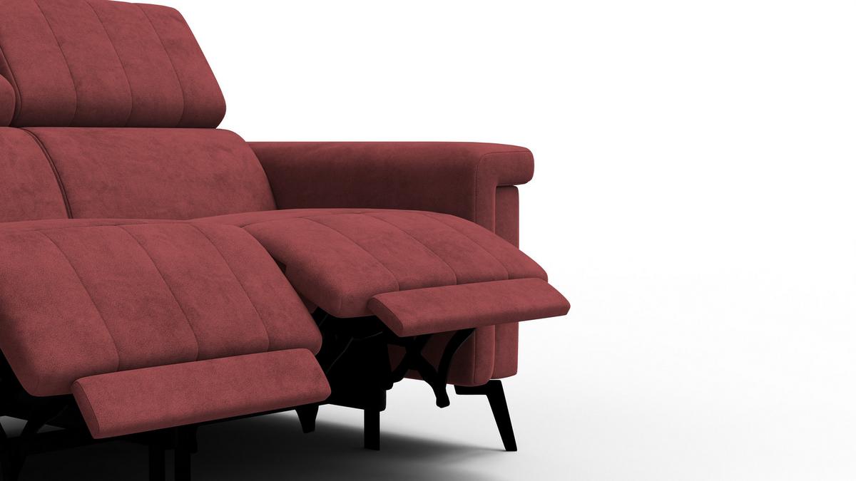 RELAXSOFA NORDEL 2-Sitzer, bordeaux - Bordeaux/Schwarz, Holz/Textil (150/80/105cm) - Wozimo