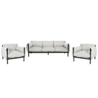 5-SITZER LOUNGE SET 3-teilig hellgrau/schwarz Esperia - Hellgrau/Schwarz, Textil/Metall (211/80/96cm) - Beliani