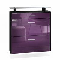 SCHUHSCHRANK Malea Front in Brombeer Hochglanz - Brombeere, Holzwerkstoff (89/96/23cm) - Vladon