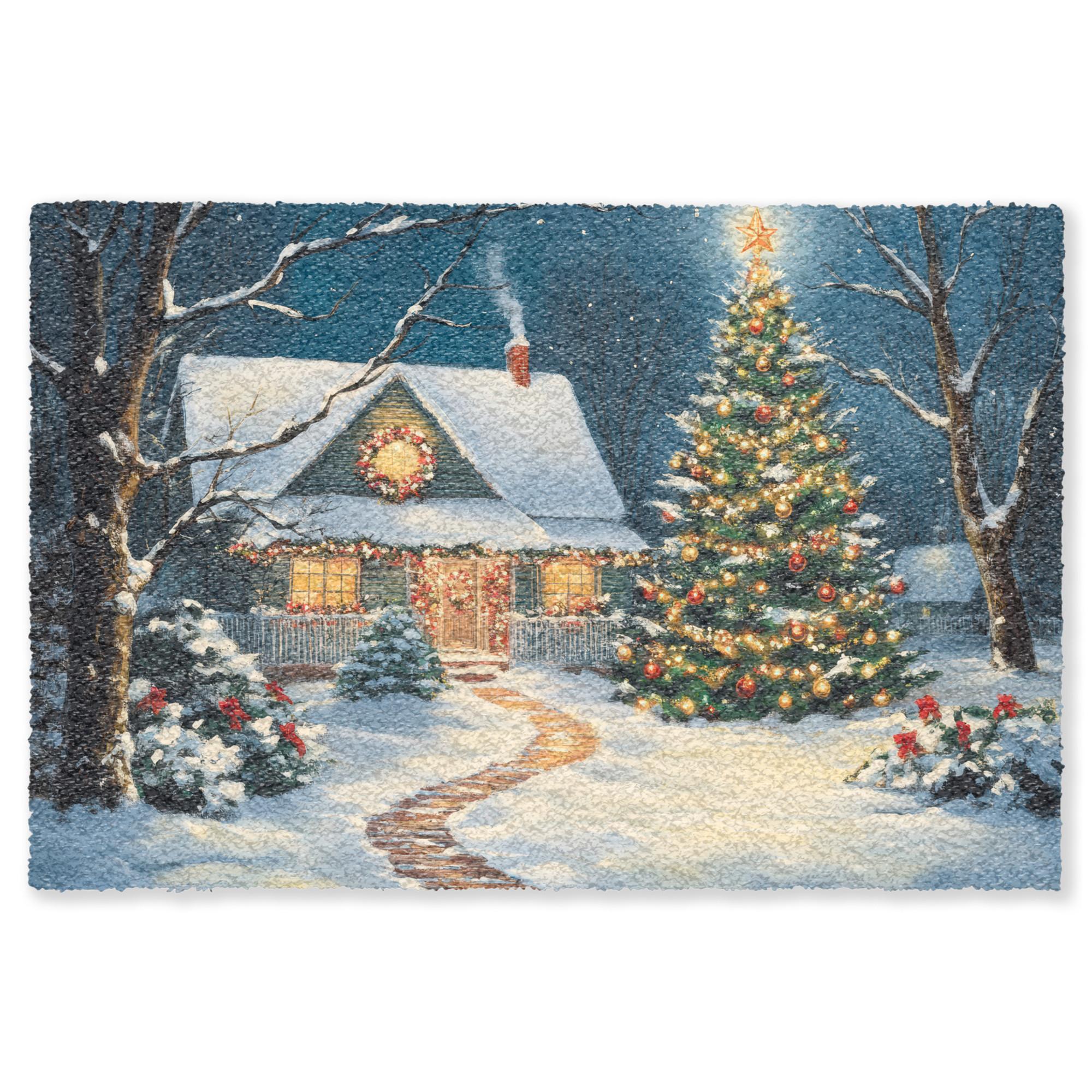 FUSSMATTE Weihnachten - Weihnachtsbaum - Winter - Zuhause - Schnee Schmutzfänger 90x60 cm - Multicolor, Kunststoff (90/0.4cm) - MuchoWow