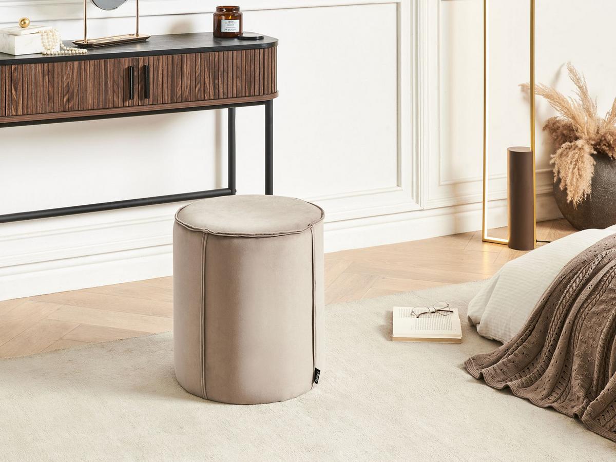 POUF Taupe Sedona - Taupe, Textil (40/43/40cm) - Beliani