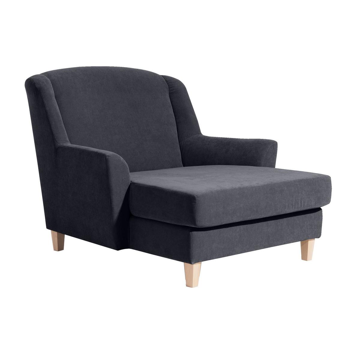 SESSEL XXL Karil Bezug Veloursstoff Buche natur / anthrazit - Anthrazit, Kunststoff (136/107/142cm) - 58aufmkessel