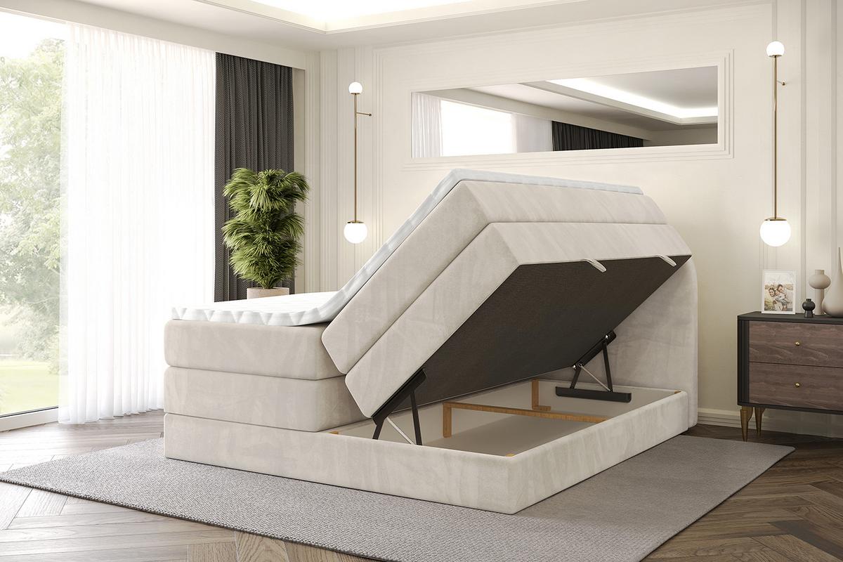 BOXSPRINGBETT mit Matratze und Lattenrost - NOX KING-140x200 - Beige Casablanca - Beige, Holzwerkstoff (140/200cm) - ALTDECOR