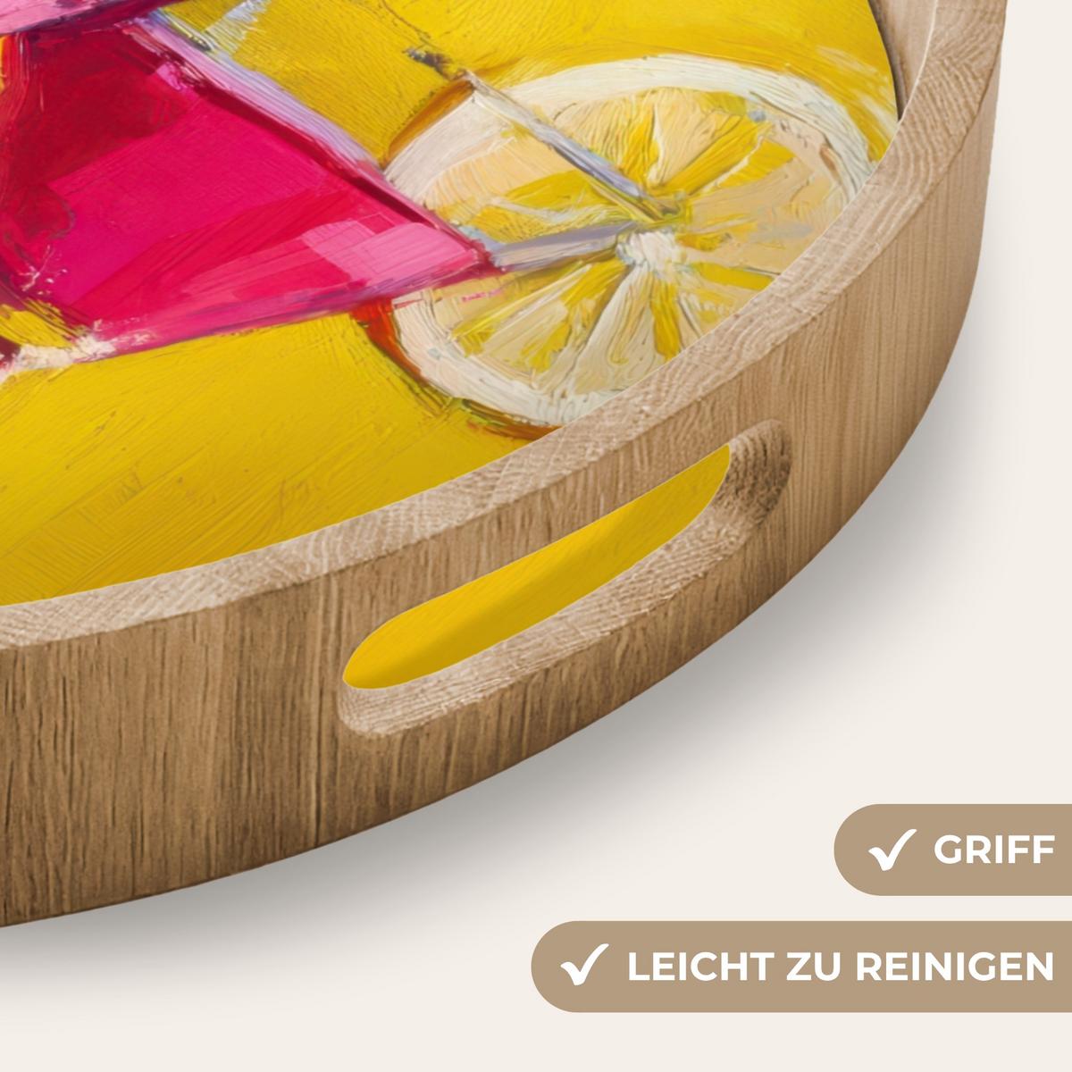 TABLETT Gläser - Cocktail - Zitrone - Kirsche 50x50 cm - Gelb, Holz (50/5/5cm) - OnlyWow