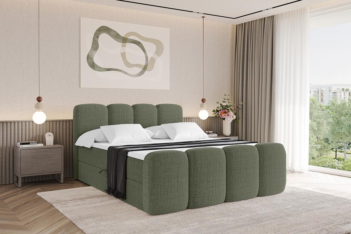 BOXBETT mit Matratze H4 und Lattenrost - NINA-Z - 140x200 cm - Grün - Grün, Holzwerkstoff (140/200cm)