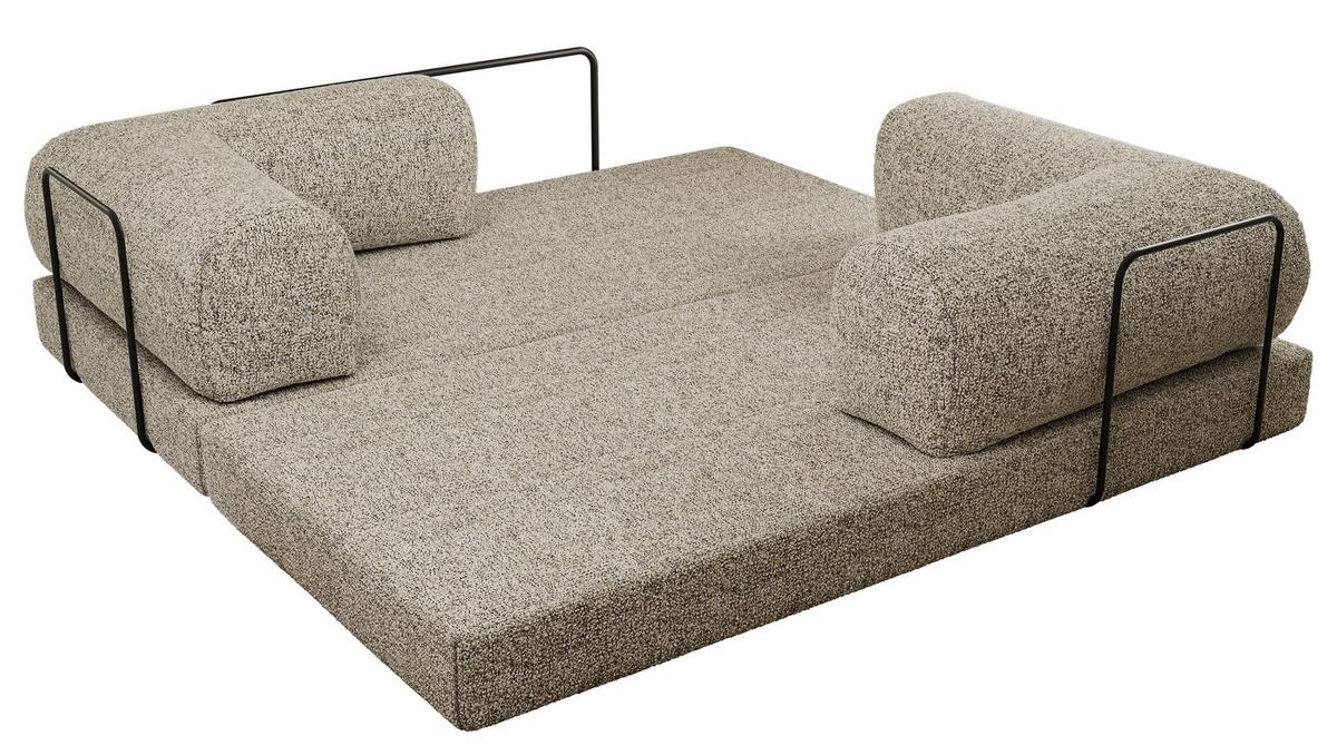 3-SITZER SOFA ORSETTO - Beige Stukture - Beige/Schwarz, Textil/Metall (200/70/100cm) - MKS