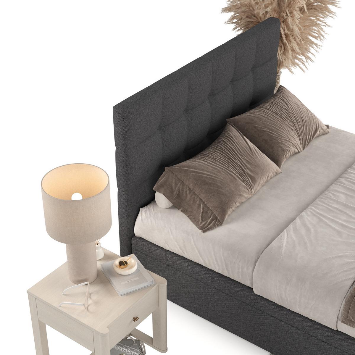 POLSTERBETT Guam mit Stauraum 120/200 cm Anthrazit im Megan Stoff - Anthrazit/Schwarz, Holz/Holzwerkstoff (120/200cm) - AltaBeds