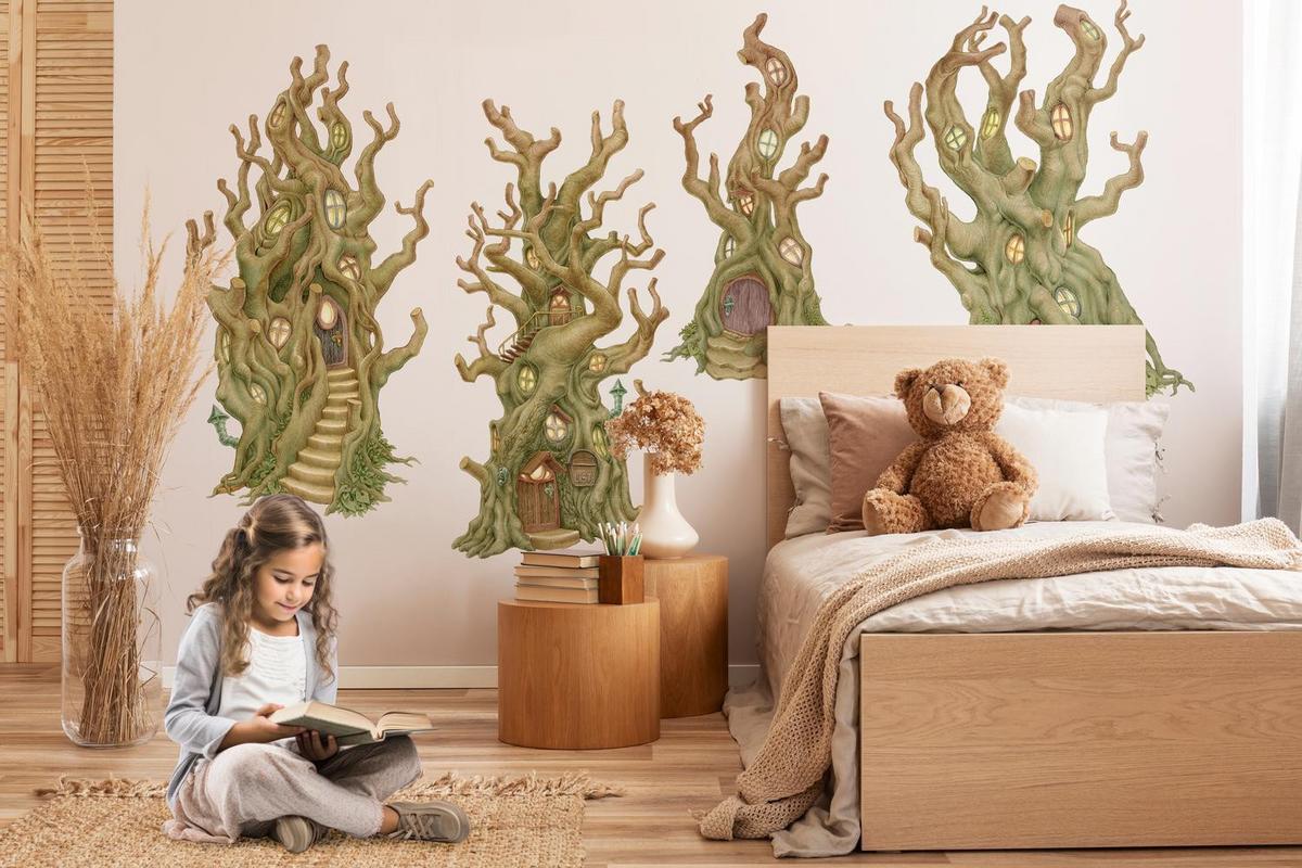 WANDAUFKLEBER 100x281cm - Zauberhäuser - Multicolor, Kunststoff (100/281/0.1cm) - Wallfluent