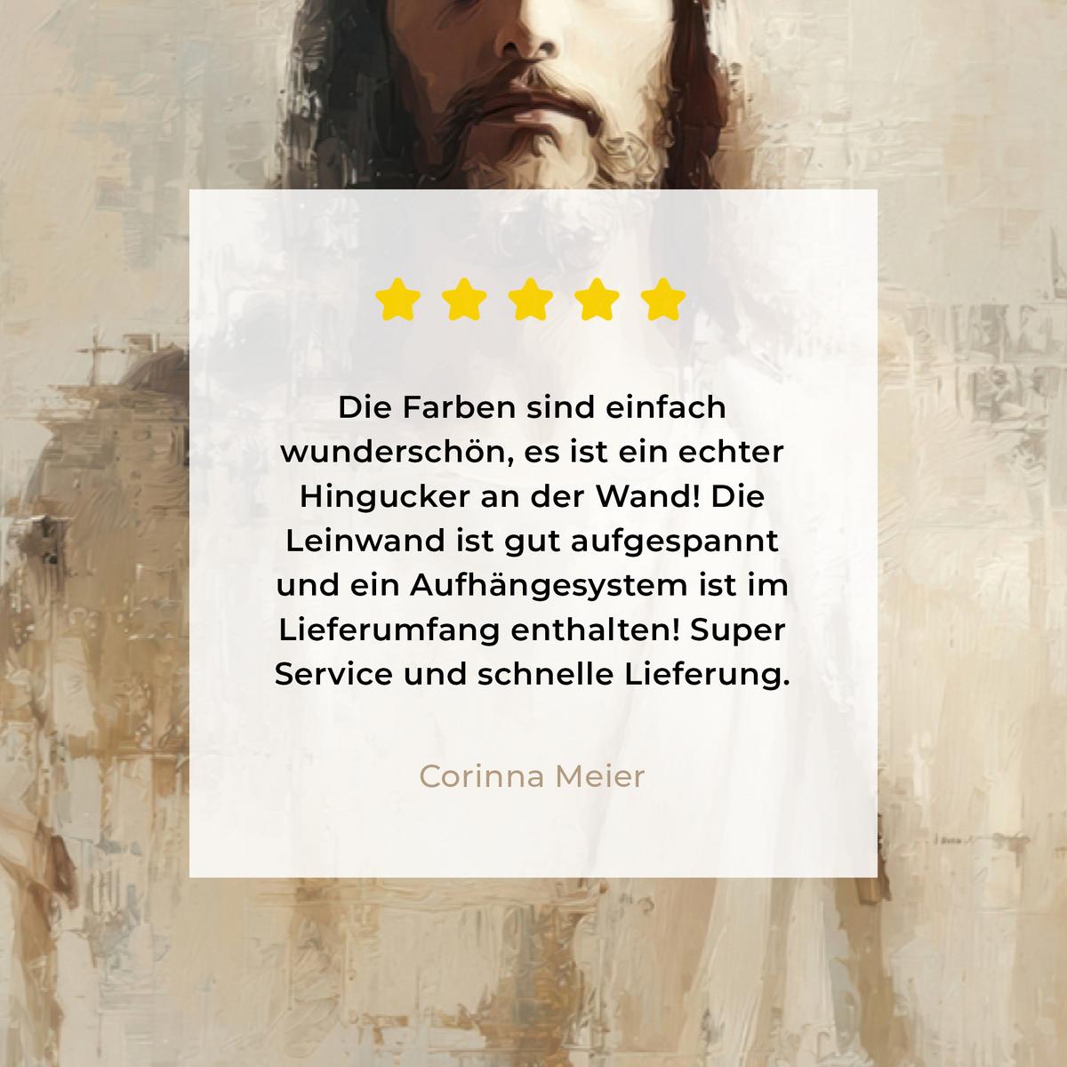 LEINWANDBILD Porträt - Abstrakt - Jesus - Beige XXL 150x100 cm - Beige, Textil (150/100cm) - MuchoWow