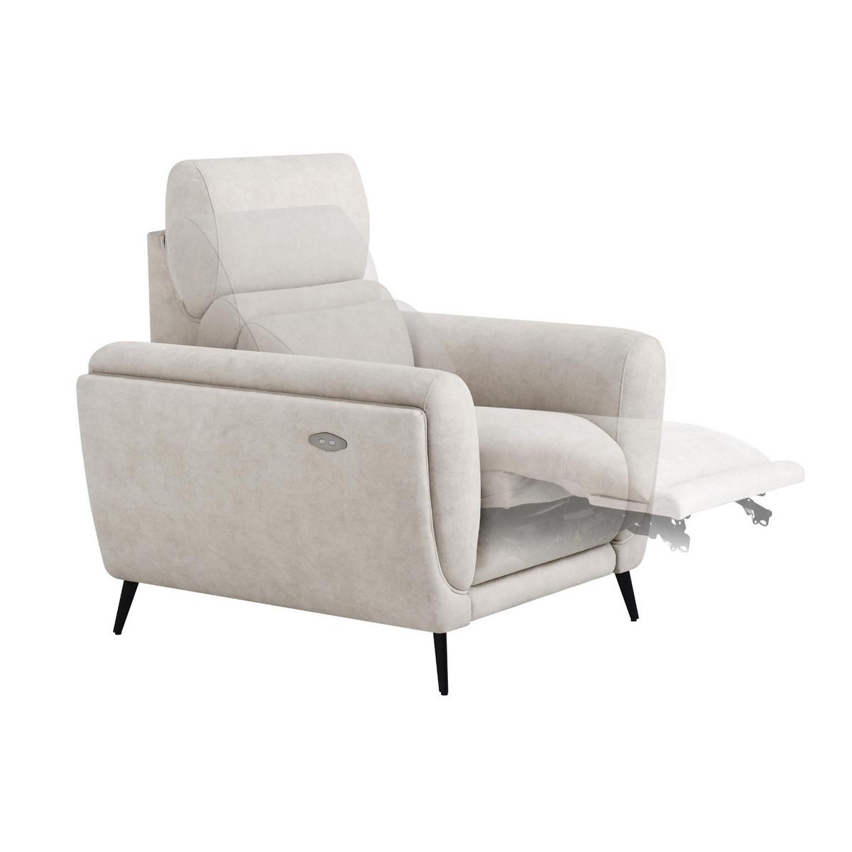 RELAXSESSEL Comfort, mit elektrischer Verstellung und verstellbarer Kopfstütze, Beige - Beige/Schwarz, Textil (103/97/102cm) - Beautysofa