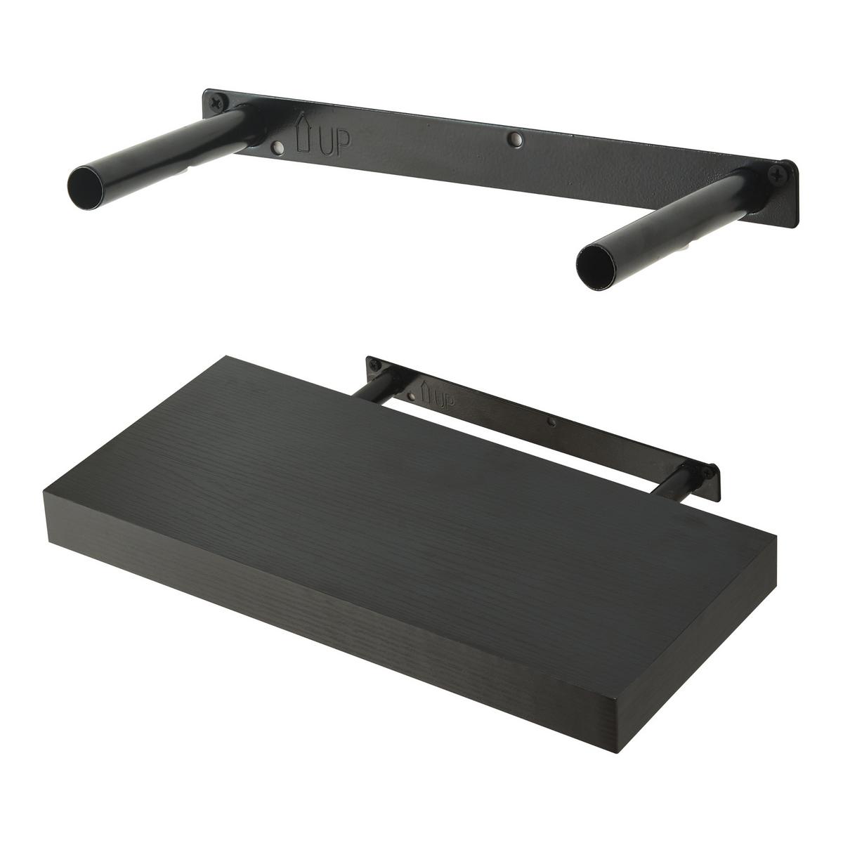 WANDREGAL-SET 3 TLG. Stranda - Schwarz, Holzwerkstoff/Metall (38/3.5/17cm) - [en.casa]
