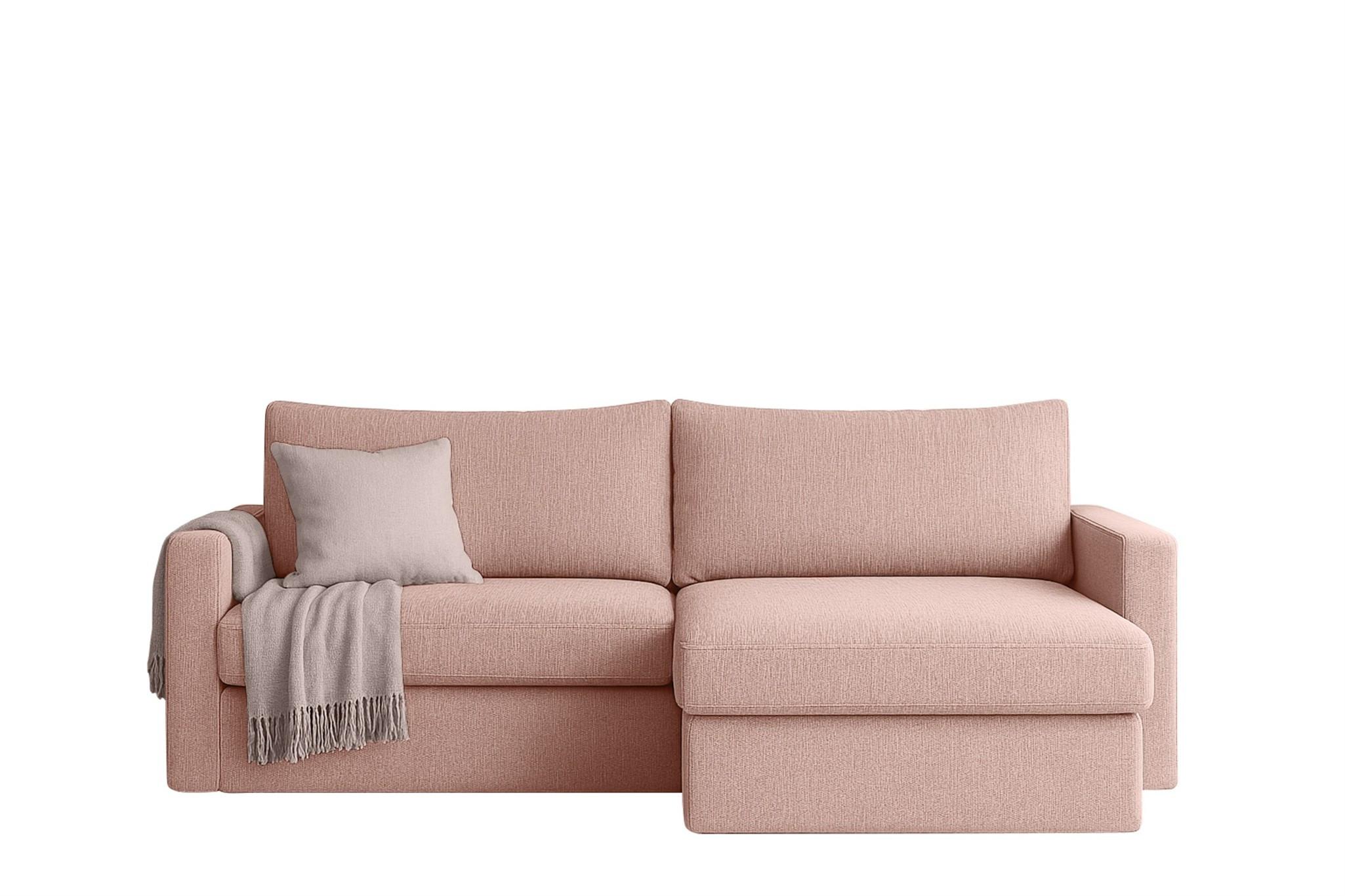 ECKSOFA Bendik In Faro - Rosa, Holzwerkstoff/Textil (224/140cm) - Fun Möbel