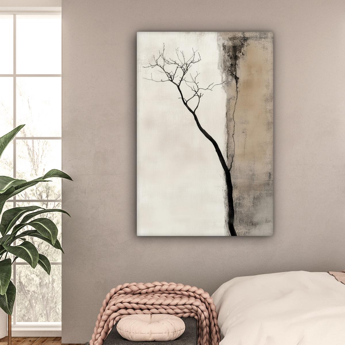 LEINWANDBILD Wabi sabi - Pflanze - Beige Deko XXL 80x120 cm - Taupe, Textil (80/120cm) - MuchoWow