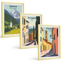 BILDER SET 3er Set - 40x60 cm Goldrahmen - Berglandschaften und Italien - Goldfarben, Kunststoff (40/60cm) - TULUP
