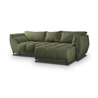 ECKSOFA VESTANO R-S Grün Velours-Stoff mit Schlaffunktion - Grün, Holz (287/182cm) - MASSENO