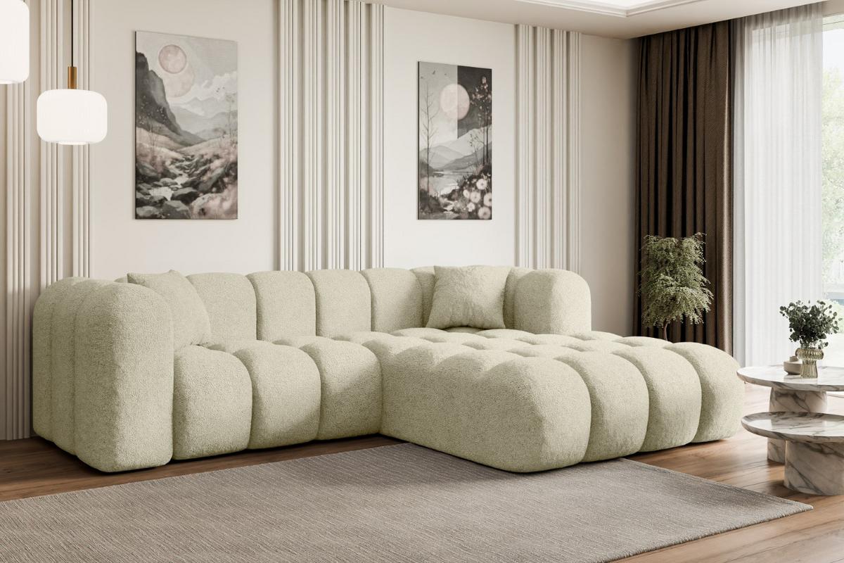 ECKSOFA Ottomane Rechts OLEA-L1 - 231x173x74 cm Beige - Creme/Schwarz, Holzwerkstoff/Kunststoff (231/173cm) - ALTDECOR