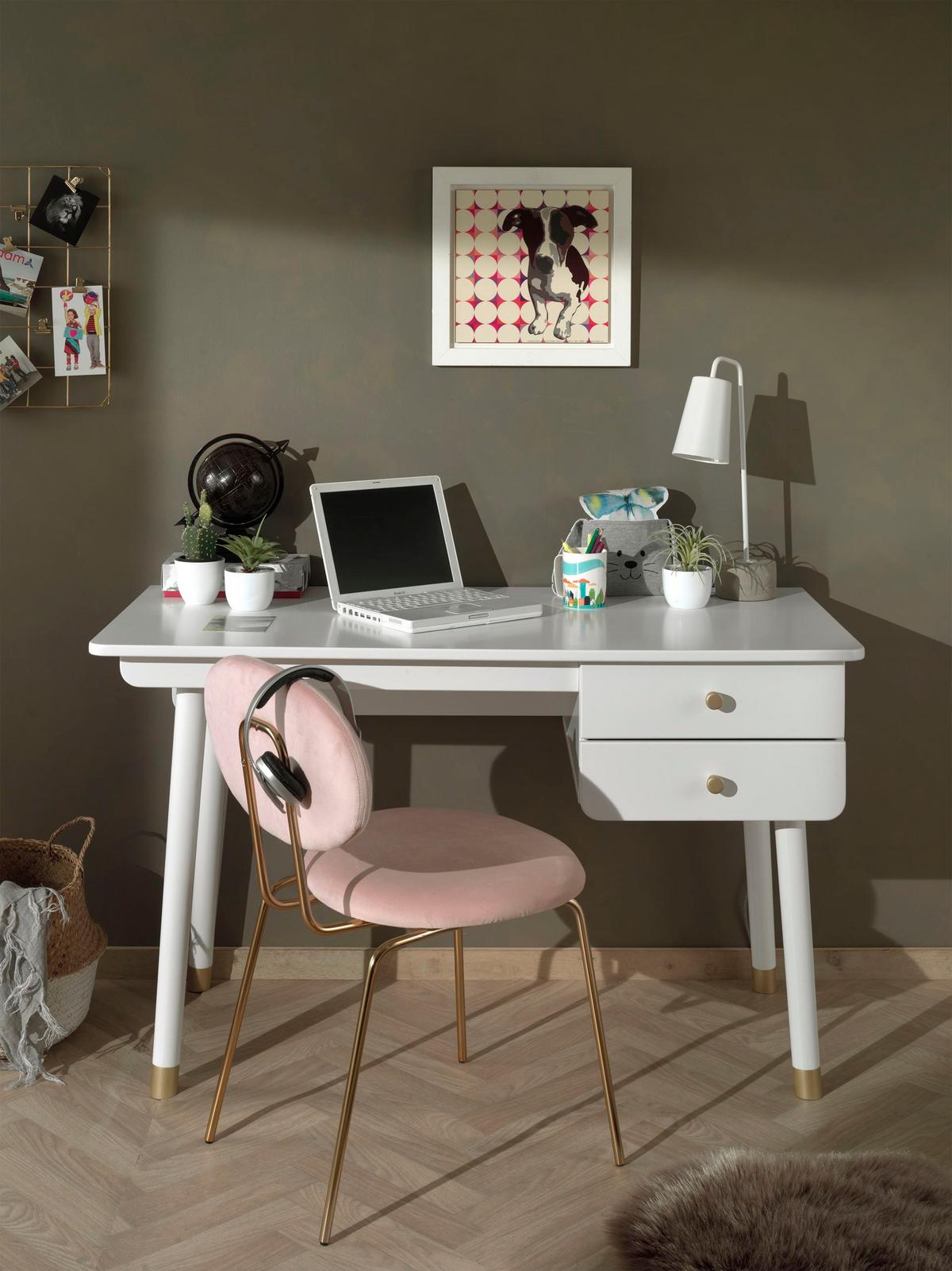 SCHREIBTISCH Kamillah 125x75x60 aus MDF in Satin Weiß - Weiß, Holzwerkstoff (125/60/60cm) - 58aufmkessel