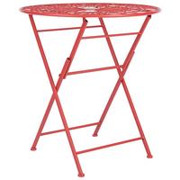 GARTENTISCH Metall rot 70 cm rund Scario - Rot, Metall (70/70/75cm) - Beliani
