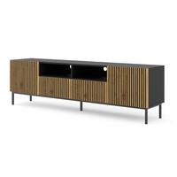 TV LOWBOARD Schwarz, Artisan-Schwarz, Schwarz 200/58/42 - Schwarz/Eiche Artisan, Holzwerkstoff (200/58/42cm) - RAUMHIRSCH FURNITURE