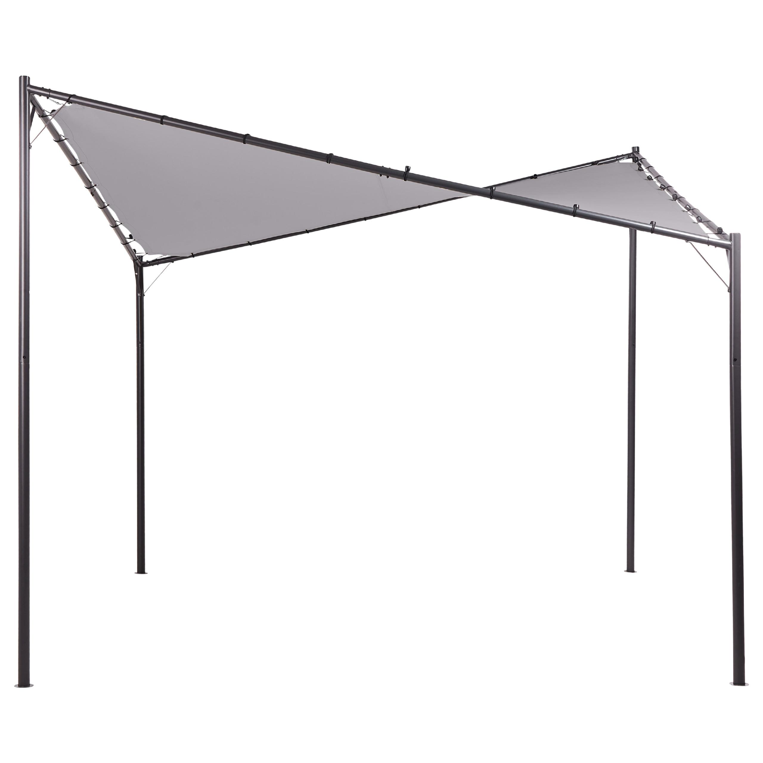 PERGOLA Stahl Grau 300/300 cm Aventine - Schwarz/Grau, Kunststoff (300/260/300cm) - Beliani