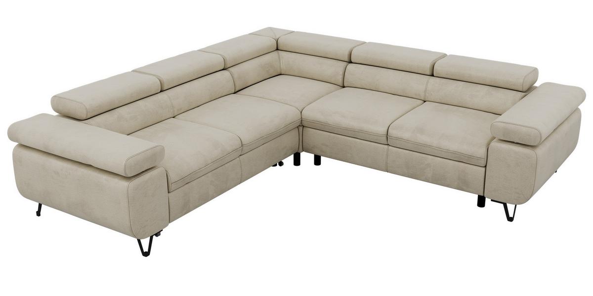 ECKSOFA QUADRO L - Beige Velvet - Rechts Seite - Beige/Schwarz, Textil/Metall (269/269cm) - MKS
