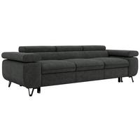 3-SITZER SOFA PETER mit Schlaffunktion - Dunkelgrau Stukture - Dunkelgrau/Anthrazit, Textil/Metall (262/76/99cm) - MKS