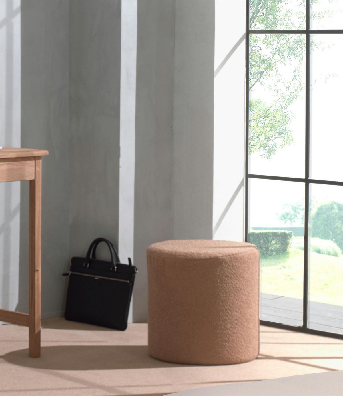 POLSTERHOCKER Karlotta Bouclé Stoff braun Schlafzimmer - Braun, Kunststoff (41/42/41cm) - 58aufmkessel