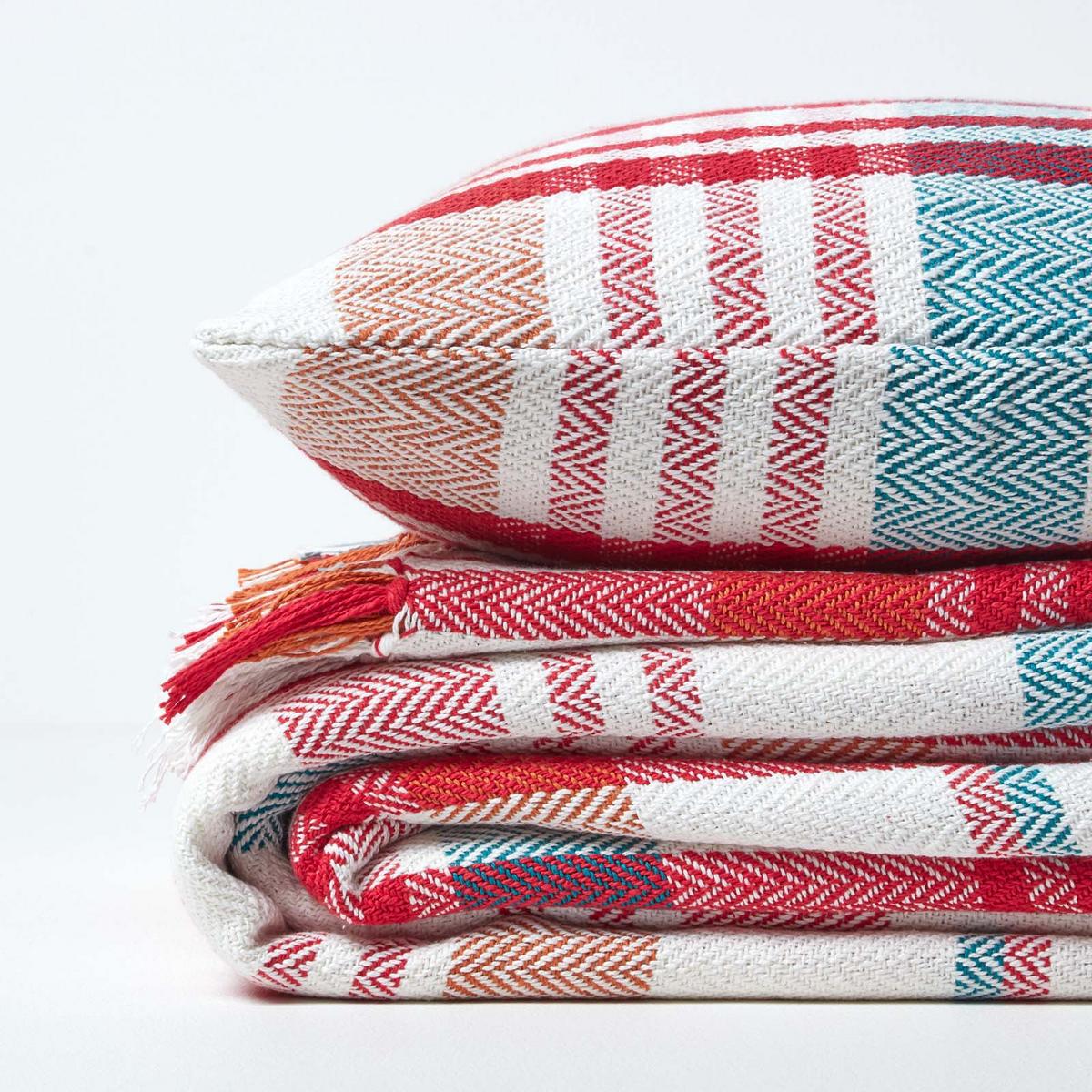 ÜBERWURF Falun 225/255 cm, Schottenkaro, 100% Baumwolle - Rot, Textil (225/255cm) - Homescapes