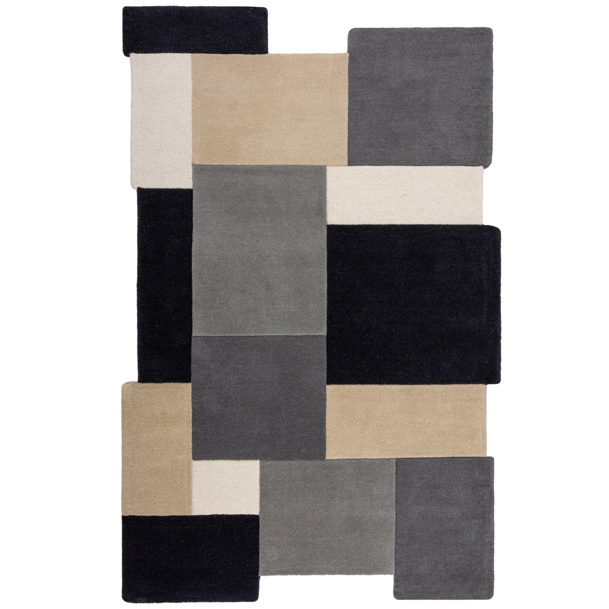 WOLLTEPPICH HALLEIN, geometrisch, Grau-Beige, 150 x 240 cm - Grau, Textil (150/240cm) - KADIMA DESIGN
