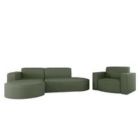 SOFASET Palma In Scala - Grün, Holzwerkstoff/Textil (236/78/165cm) - Fun Möbel