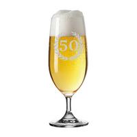 BIERTULPE PILSGLAS MIT GRAVUR 50. Jubiläum transparent 360 ml - Transparent, Glas (0.36L) - LUXENTU