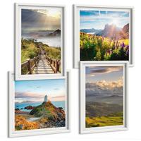 BILDER SET 4er Set - 50x50 cm & 40x60 cm Weißer Rahmen - Bergblumen Himmelsweg - Weiß, Kunststoff (50/50cm) - TULUP
