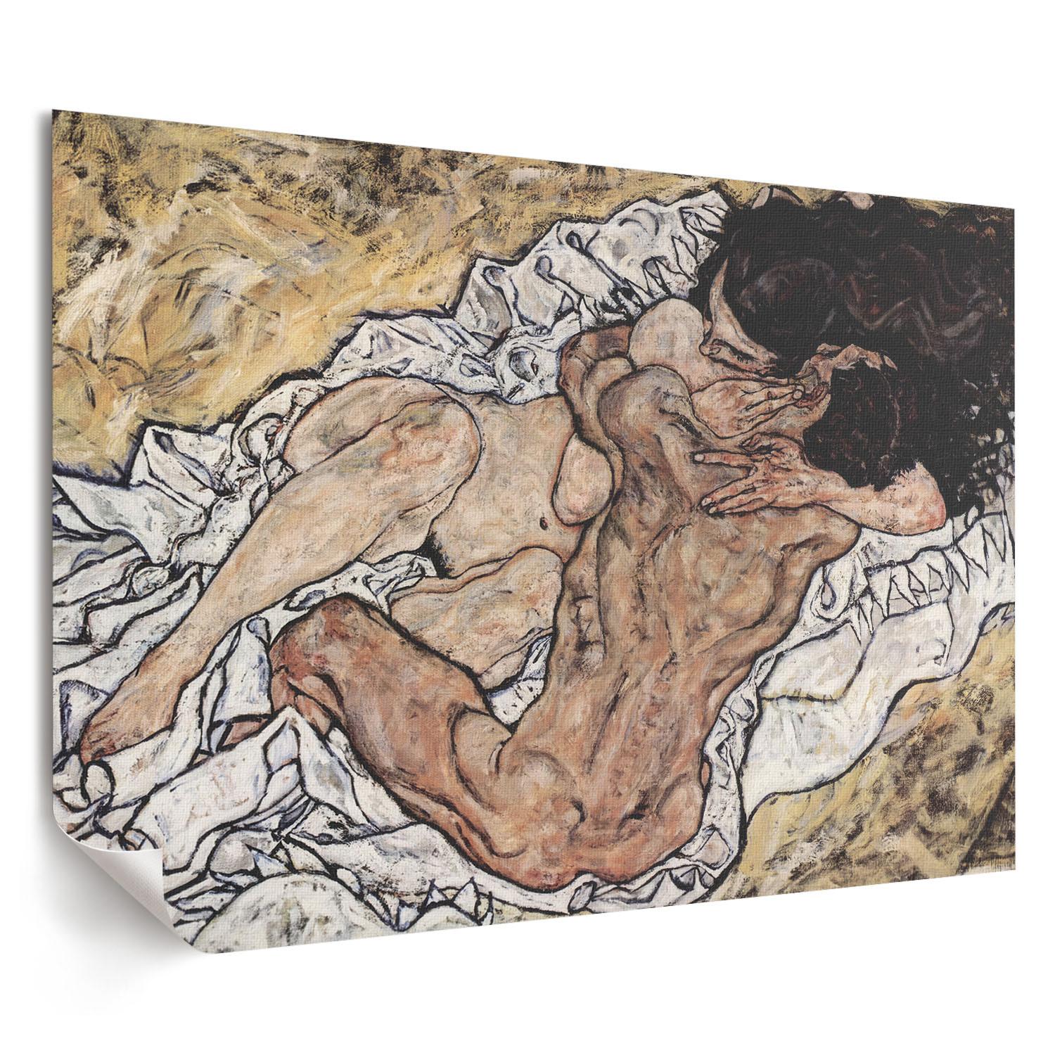 POSTER - 42x29 cm (A3) - Egon Schiele - Umarmen - Creme, Textil (42/29.7/0.1cm) - TULUP