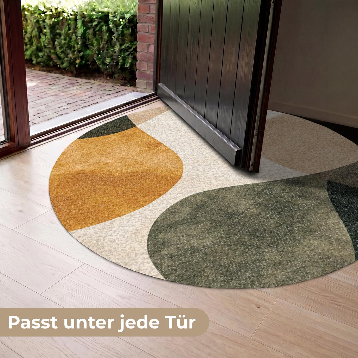 FUSSMATTE Formen - Ockergelb - Abstrakt Flurteppich 120x120 cm - Multicolor, Kunststoff (120/0.4cm) - MuchoWow