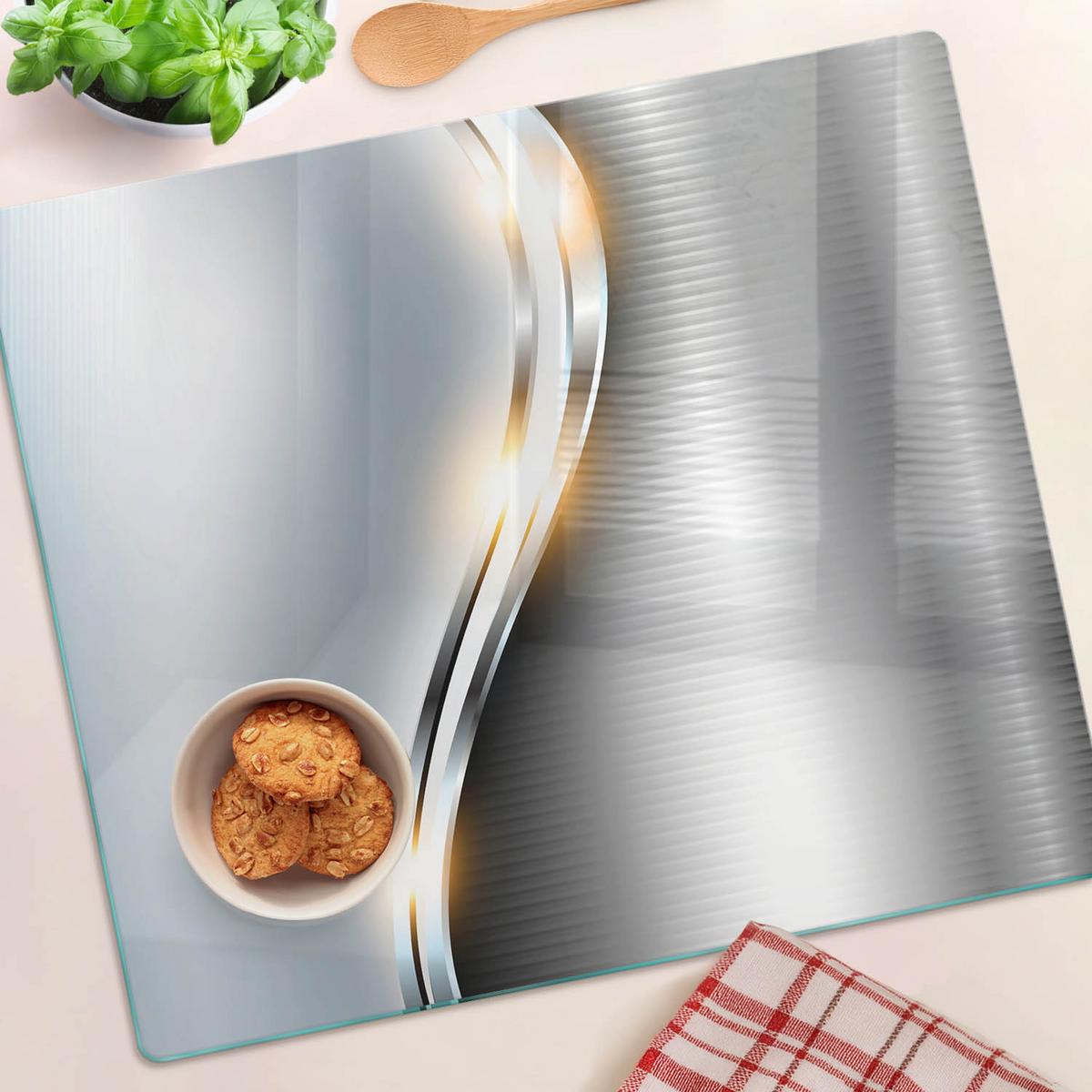 GLASPLATTE 60x52 cm Textur - Silberfarben, Glas (60/0.4/52cm) - TULUP