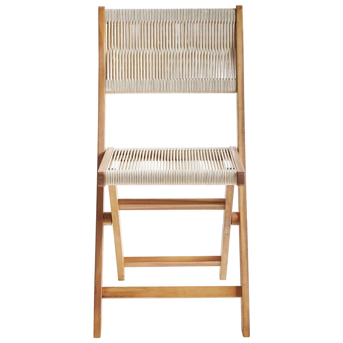 GARTENSTUHL 2er Set Beige Prossedi - Hellbraun/Beige, Holz (42/84/50cm) - Beliani