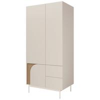 DREHTÜRENSCHRANK Camel mit 3 Türen und 2 Schubladen, 90 cm, Frühlingseiche + Macadamia - Eichefarben/Beige, Holzwerkstoff/Metall (92/195/60cm) - Beautysofa
