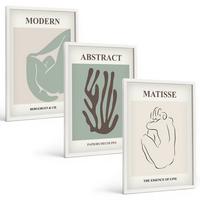 BILDER SET 3er Set - 40x60 cm Weißer Rahmen - Matisses stilvolle abstrakte Gemälde - Weiß, Kunststoff (40/60cm) - TULUP