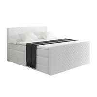 BOXSPRINGBETT mit Matratze und Lattenrost - VEXA-Z KING-120x200 - Weiß Kunstleder - Weiß, Holzwerkstoff (120/200cm) - ALTDECOR