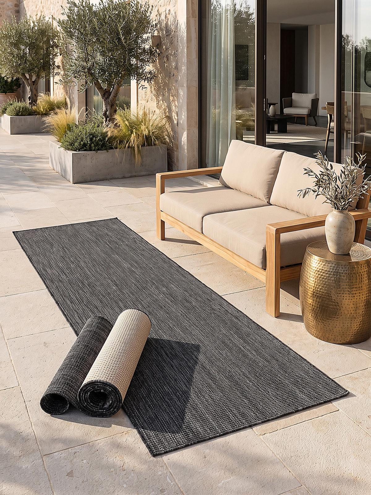 LÄUFER Outdoor, Fußbodenheizung-geeignet, VIGOLENO in Anthrazit, 80 x 150 cm - Anthrazit, Textil (80/150cm) - KADIMA DESIGN