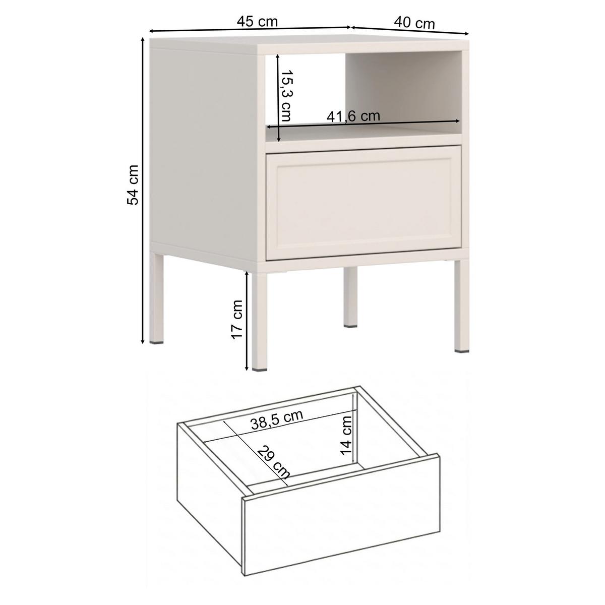 NACHTTISCH VELVETO weiß 50 cm - Weiß, Holzwerkstoff/Metall (45/54/40cm) - Selsey