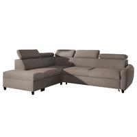 ECKSOFA L Form Olettio Braun 265/205/96 cm Links mit Schlaffunktion - Schwarz/Braun, Kunststoff/Textil (205/265cm) - AX Living