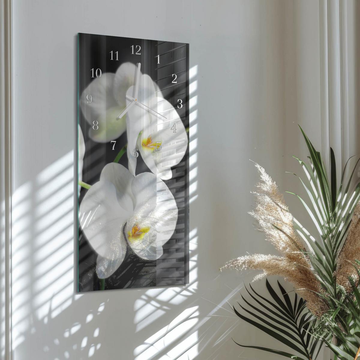 WANDUHR aus Glas 30x60 cm - Orchidee - Multicolor, Glas (30/60/0.4cm) - TULUP